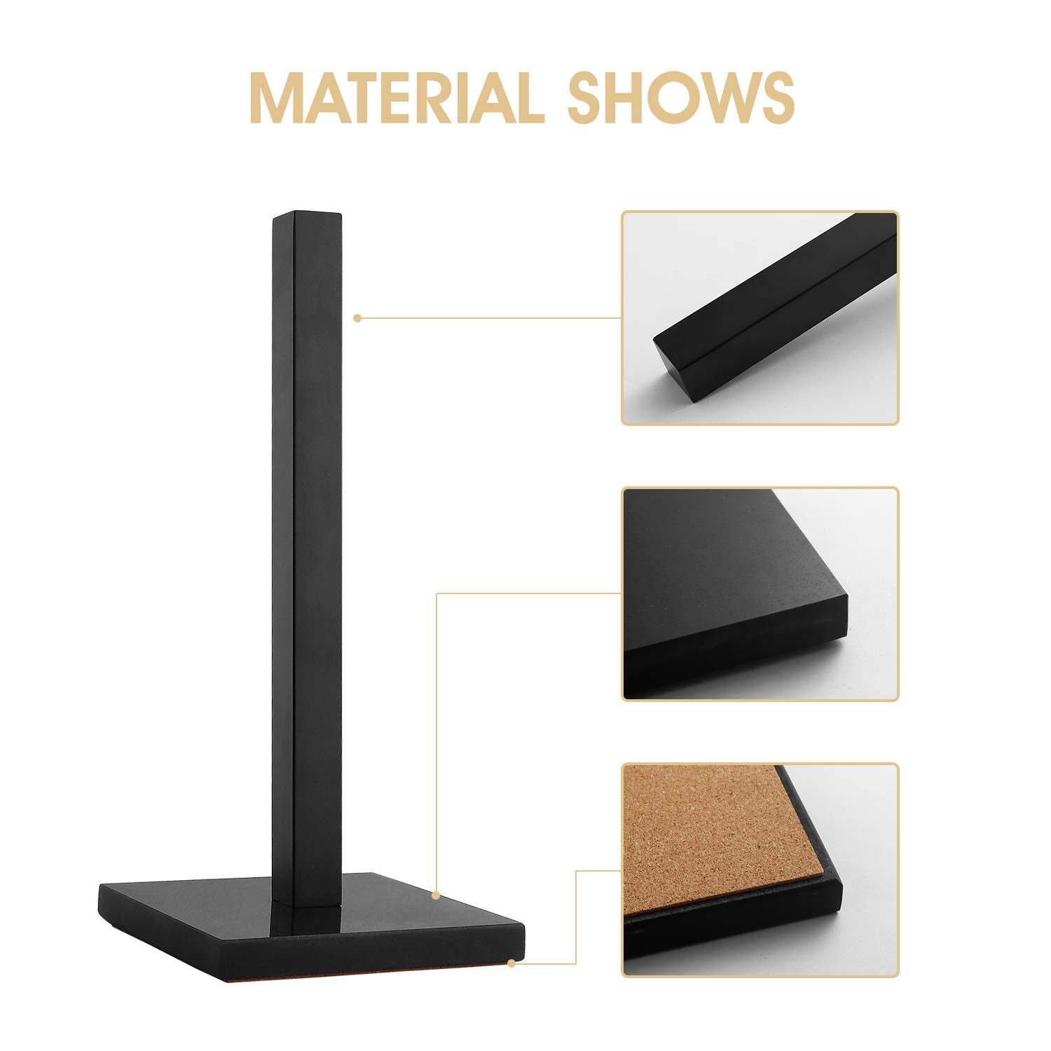 Lutavoy Paper Towel Holders Kitchen Standing Paper Towel Roll Holders With Marble Base Copper Plated(Kz50 Black&Black)